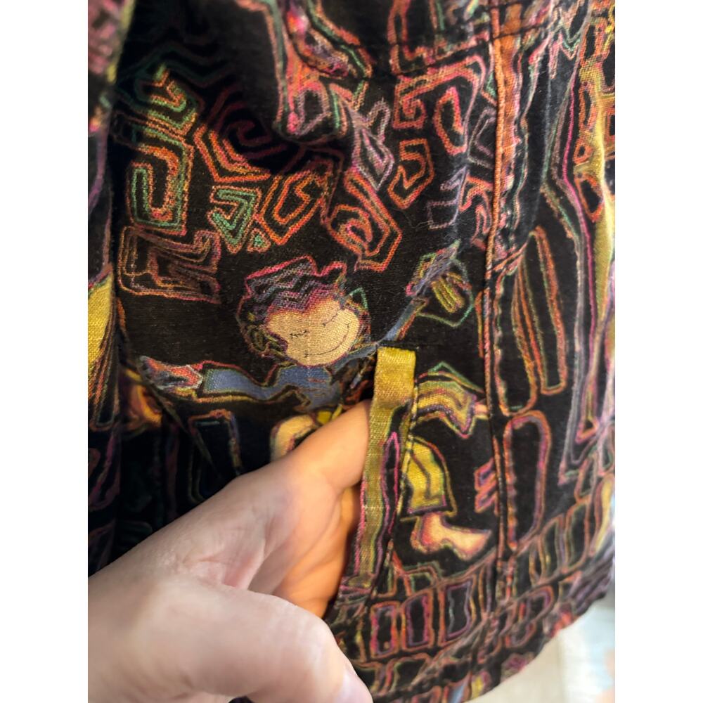 Chicos Giraffe Safari Zip Jacket Sz 1 Wo linen blend southwestern tribal novelty - Picture 7 of 9